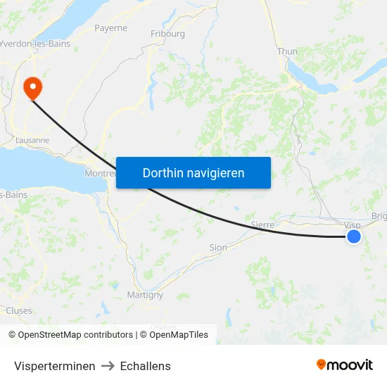 Visperterminen to Echallens map