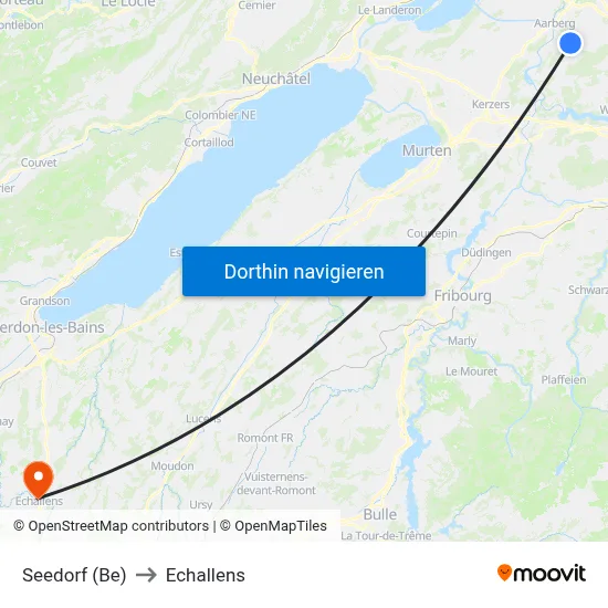 Seedorf (Be) to Echallens map