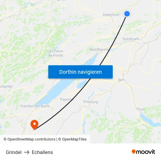 Grindel to Echallens map
