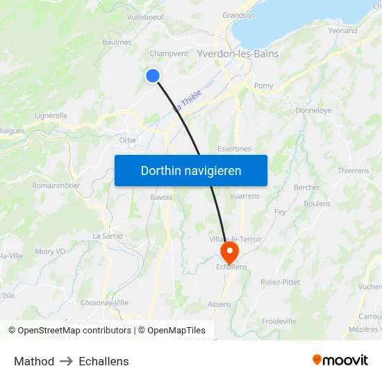 Mathod to Echallens map
