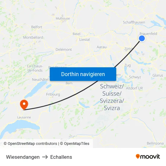 Wiesendangen to Echallens map