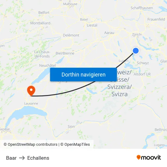 Baar to Echallens map