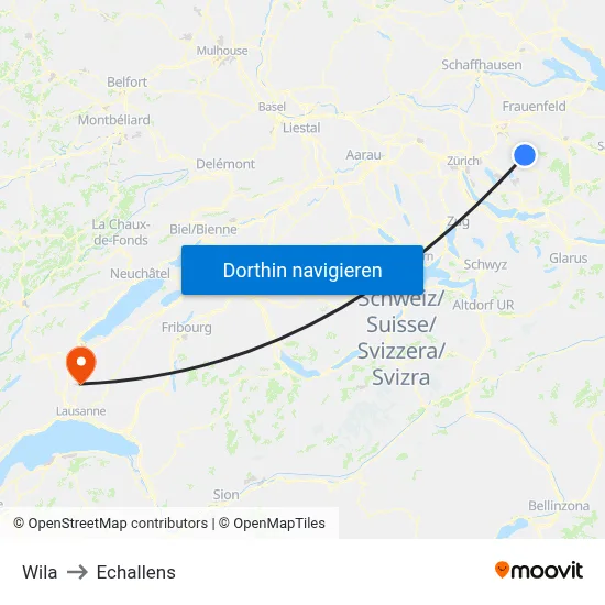 Wila to Echallens map