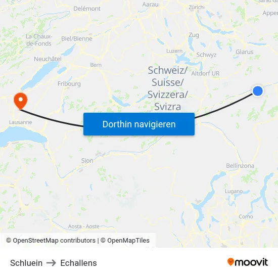 Schluein to Echallens map