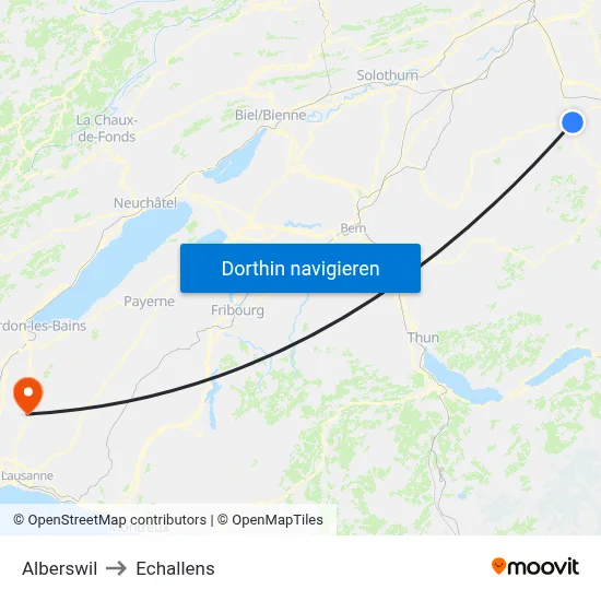 Alberswil to Echallens map