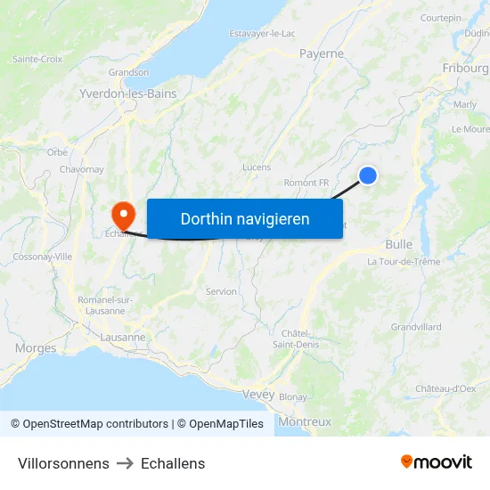 Villorsonnens to Echallens map