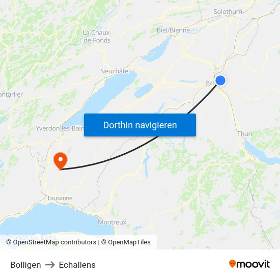 Bolligen to Echallens map