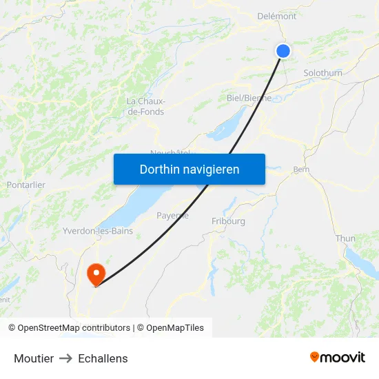 Moutier to Echallens map
