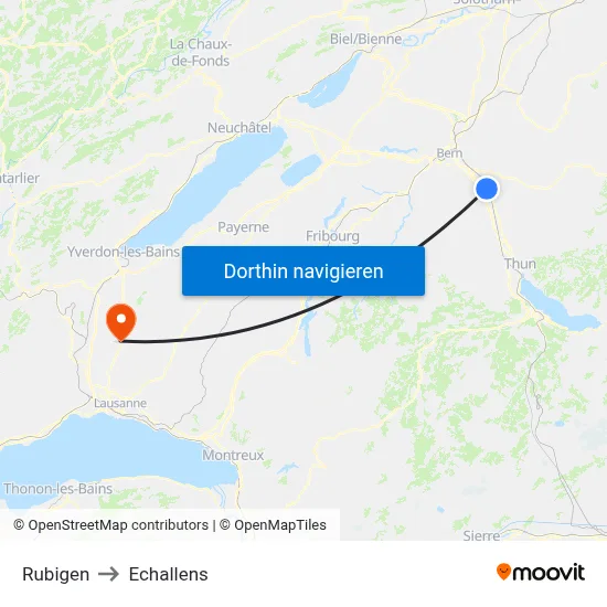 Rubigen to Echallens map