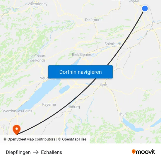 Diepflingen to Echallens map