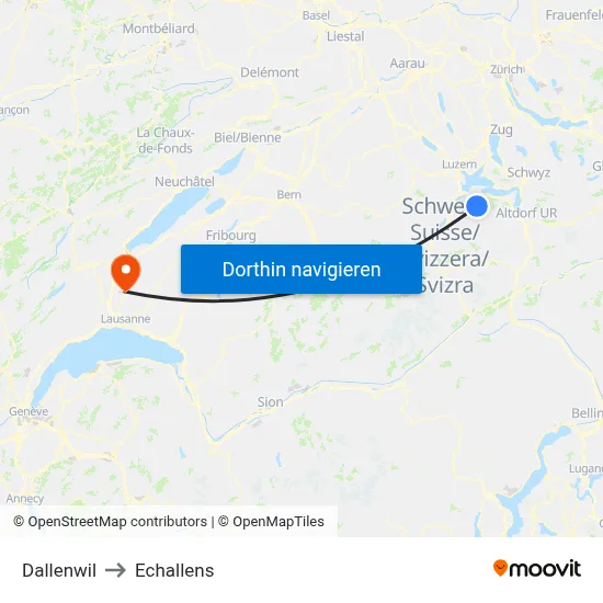 Dallenwil to Echallens map