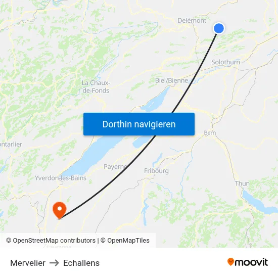Mervelier to Echallens map