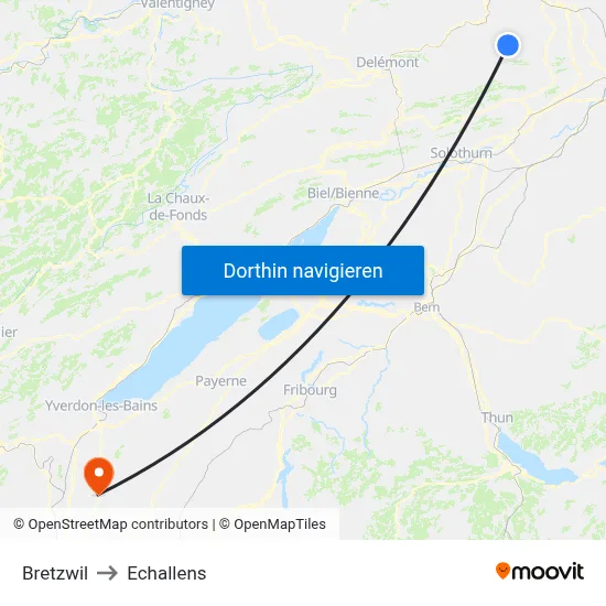 Bretzwil to Echallens map