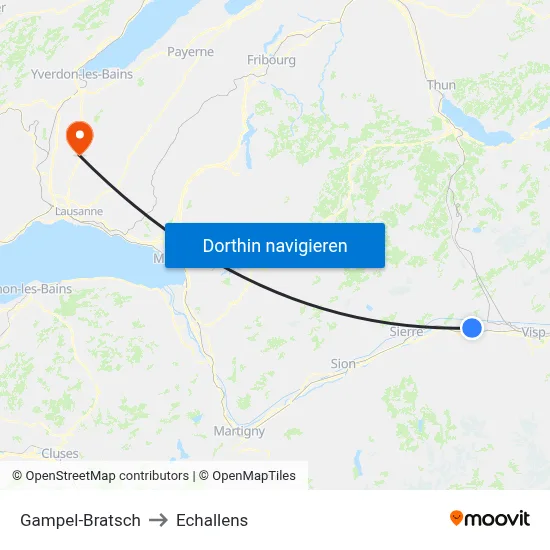 Gampel-Bratsch to Echallens map