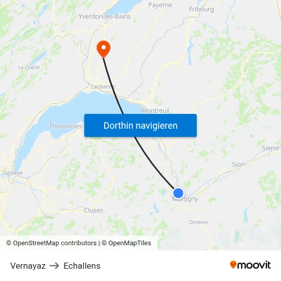 Vernayaz to Echallens map