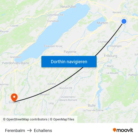 Ferenbalm to Echallens map