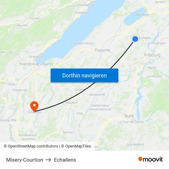 Misery-Courtion to Echallens map