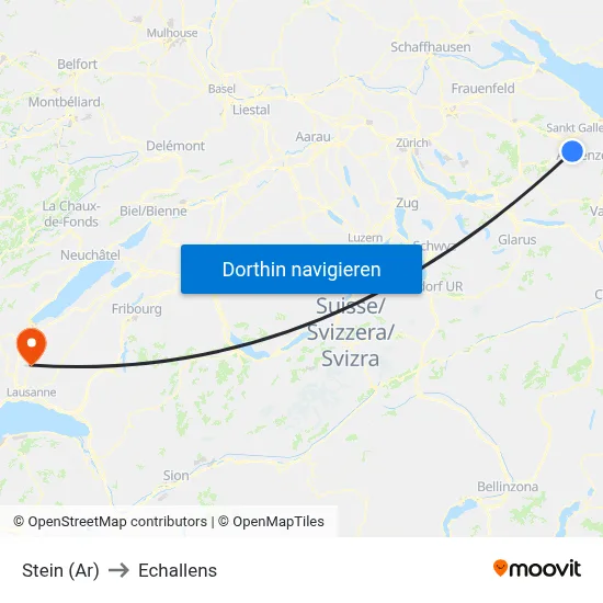 Stein (Ar) to Echallens map
