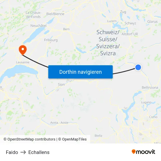 Faido to Echallens map