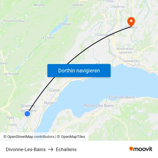 Divonne-Les-Bains to Echallens map