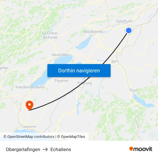 Obergerlafingen to Echallens map