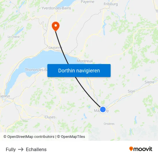 Fully to Echallens map