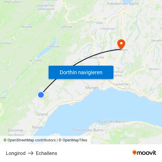Longirod to Echallens map