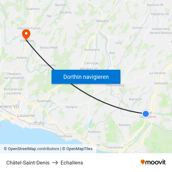 Châtel-Saint-Denis to Echallens map