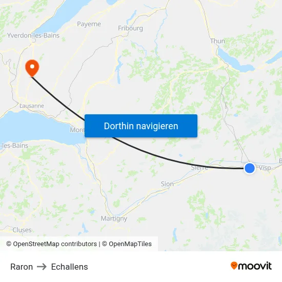Raron to Echallens map