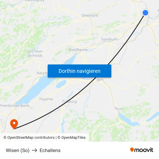 Wisen (So) to Echallens map