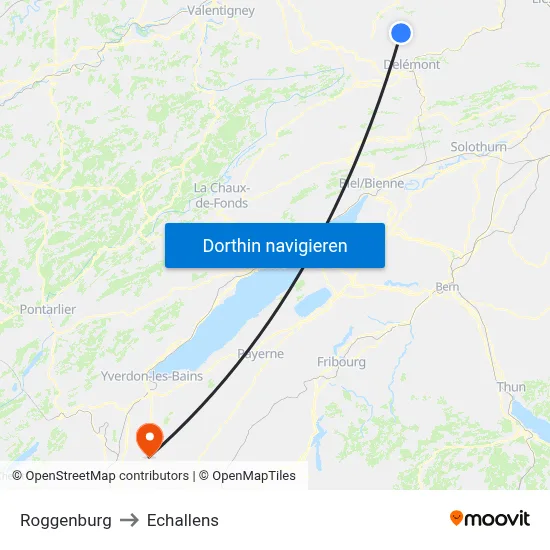 Roggenburg to Echallens map