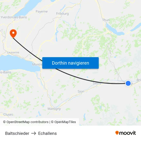 Baltschieder to Echallens map