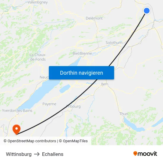 Wittinsburg to Echallens map