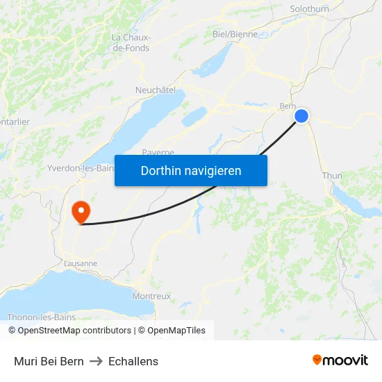 Muri Bei Bern to Echallens map