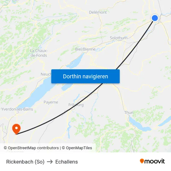 Rickenbach (So) to Echallens map