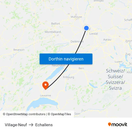 Village-Neuf to Echallens map
