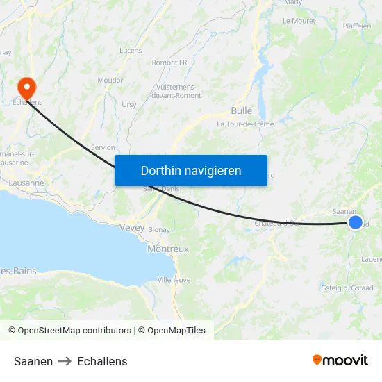 Saanen to Echallens map