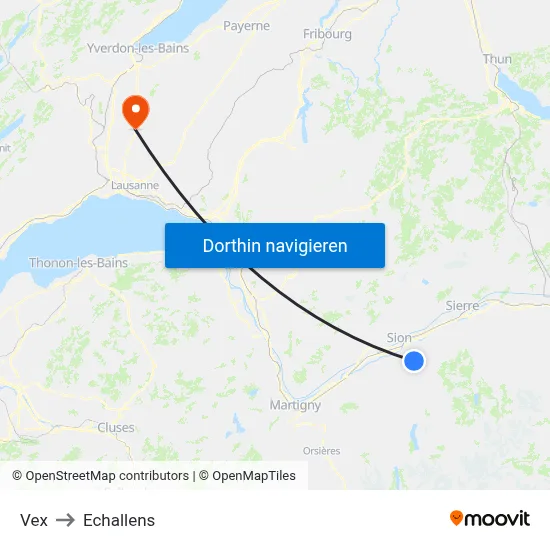Vex to Echallens map