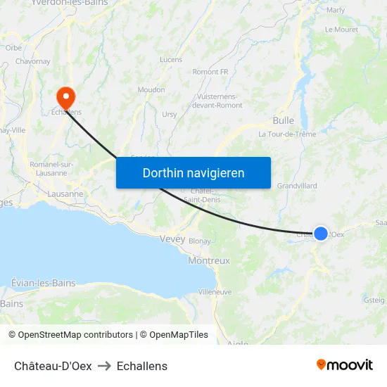 Château-D'Oex to Echallens map