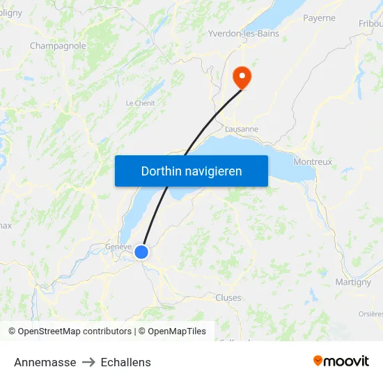 Annemasse to Echallens map