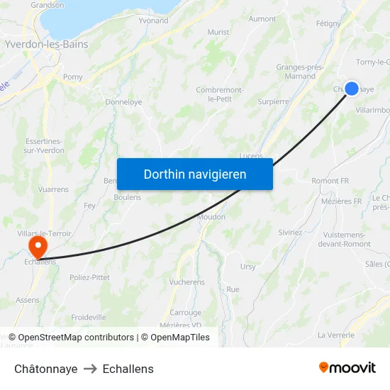 Châtonnaye to Echallens map