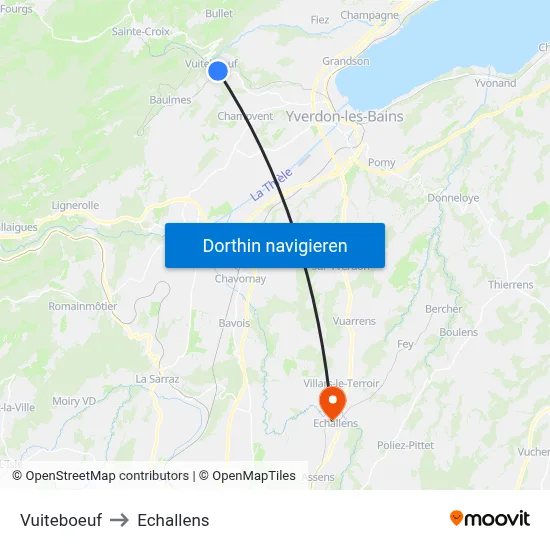 Vuiteboeuf to Echallens map
