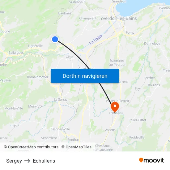 Sergey to Echallens map