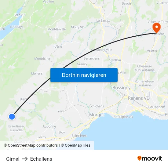 Gimel to Echallens map