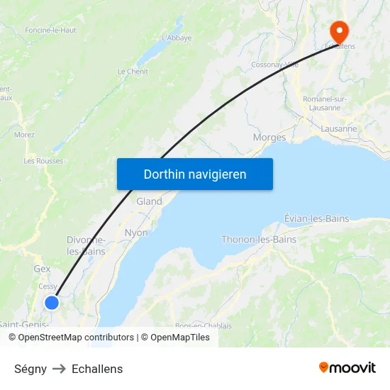 Ségny to Echallens map