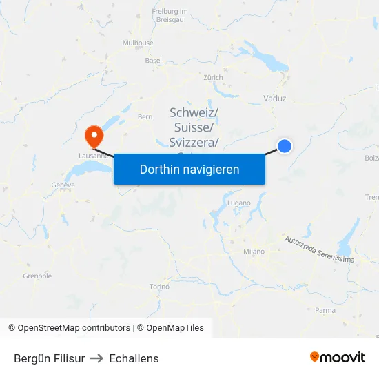 Bergün Filisur to Echallens map
