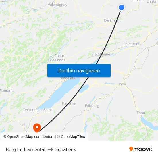 Burg Im Leimental to Echallens map