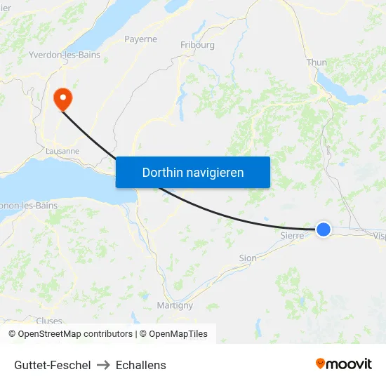 Guttet-Feschel to Echallens map