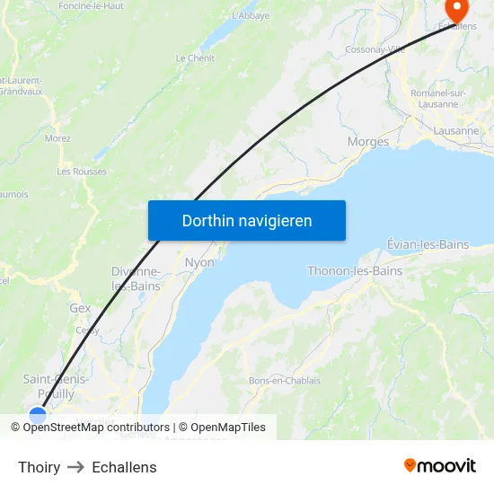 Thoiry to Echallens map
