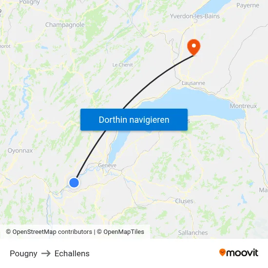 Pougny to Echallens map